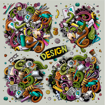 Vector set of design combinations of objects and elements