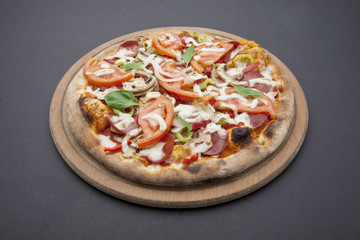 pizza on the dark background