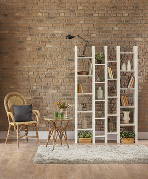 interior room living library style modern decorative bookshelf and book style