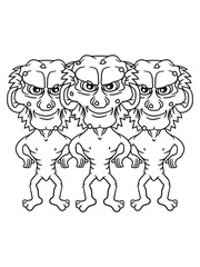 team party feiern crew gnom mann hässlich pickel klein süß niedlich augen viele monster horror halloween comic cartoon clipart