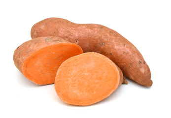 Sweet potato on white background