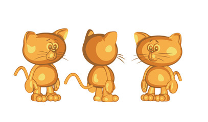 cats red various expressions facial expressions front back behind sideways little mustachioed striped gradation colors isolate white background