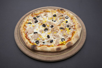 pizza on the dark background