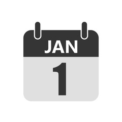 1 january Calendar icon. Vector illustration.