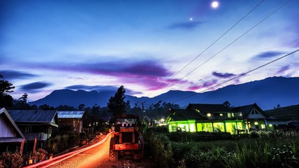Fototapeta na wymiar Night i the village of Indonesia