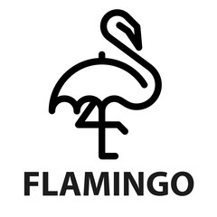 line icon of flamingo from umbrella