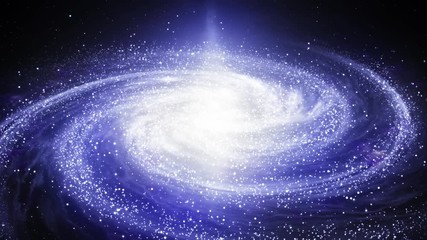 Camera zooms in on a Spiral Milky Way galaxy rotating in space filled with stars and nebulas. Bright galactic core shines, and spiral arms rotate slowly, consisting of millions star systems. Ultra HD - Powered by Adobe