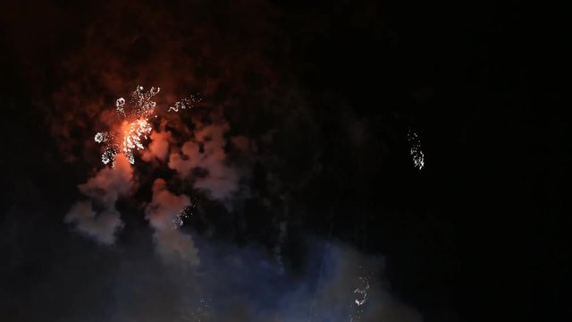 Colorful Fireworks Display Celebration Las Fallas Valencia, Spain