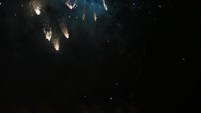 Colorful Fireworks Display Celebration Las Fallas Valencia, Spain