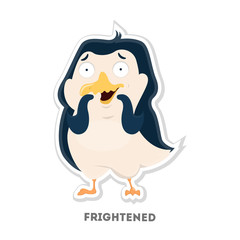 Isolated frightened penguin.