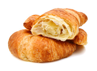 fresh croissant on white background