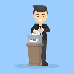Isolated voting man.
