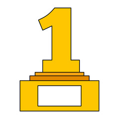 award trophy number one pedestal championship vector illustration