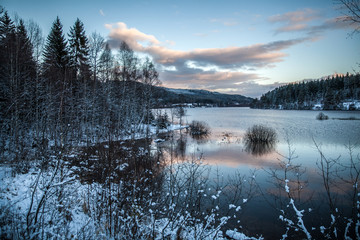 Winterabend am Schluchsee Schwarzwald