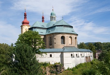 Fototapeta na wymiar Baroque church and cloister in Hejnice, northern Bohemia, Czech republic
