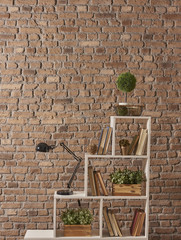 home library design bookshelf and lamp decoration style © UnitedPhotoStudio