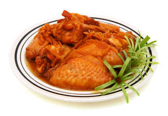 chicken cook  whith ginger vietnamese on white background