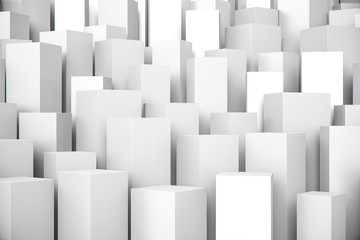 Abstract White Elegant Cube Background, 3D Rendering
