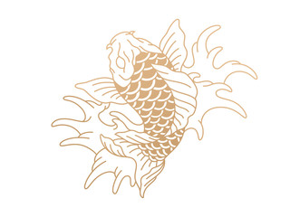 Otline koi fish. Japanese carp fish. Vector illustration