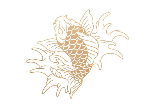 Otline koi fish. Japanese carp fish. Vector illustration
