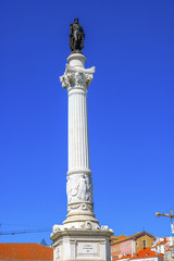 Fototapeta na wymiar Column Pedro IV Rossio Square Lisbon Portugal