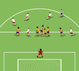 Vector illustration of Soccer wall. Free kick situation in flat design.