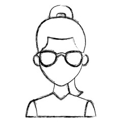Young fashion woman with sunglasses cartoon