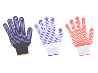 Flat gloves for work. Vector illustration. Protective work gloves isolated on white background