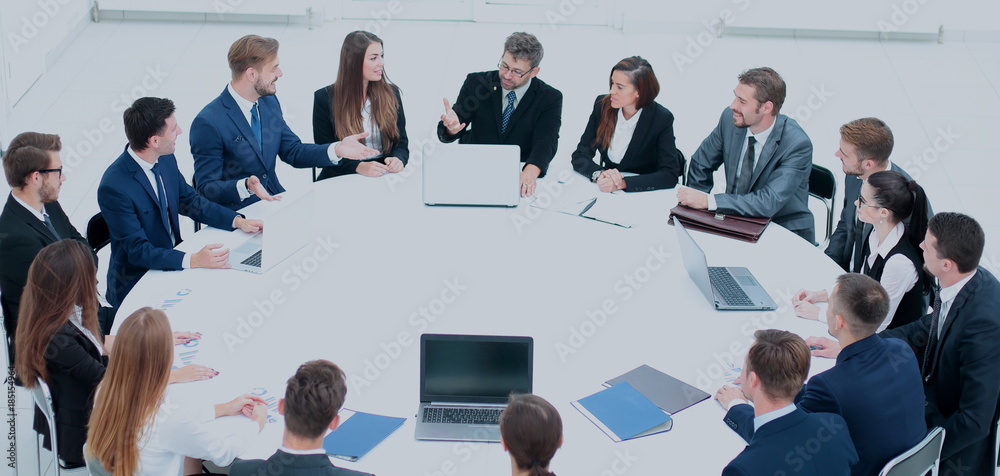 Poster Business conference. Business meeting. Business people in formal