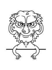 schild text fläche schreiben mauer gnom mann hässlich pickel klein süß niedlich augen viele monster horror halloween comic cartoon clipart