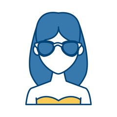 Young fashion woman with sunglasses cartoon