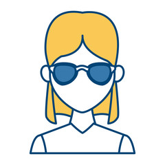 Fototapeta premium Young fashion woman with sunglasses cartoon