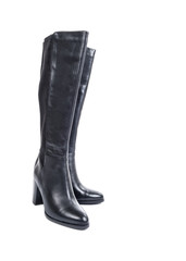 Women's Knee High Black Leather Boots Isolated on White