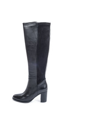 Women's Knee High Black Leather Boots Isolated on White