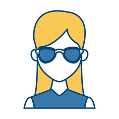 Young fashion woman with sunglasses cartoon