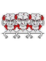 schild fläche schreiben text mauer team party feiern crew gnom mann hässlich pickel klein süß niedlich augen viele monster horror halloween comic cartoon clipart