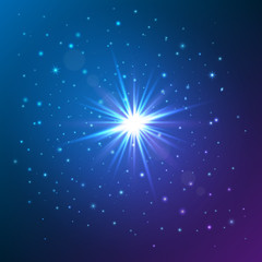 Naklejka na ściany i meble Shining star. Glow light effect. Vector illustration