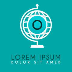 Globe white logo with the letter O in the middle. Globe Logo With Background green tosca.