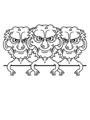 schild fläche schreiben text mauer team party feiern crew gnom mann hässlich pickel klein süß niedlich augen viele monster horror halloween comic cartoon clipart