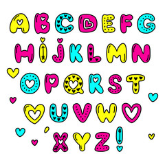 Cute 80s style Happy Valentines Day typography