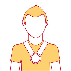 man with winner medal character vector illustration design
