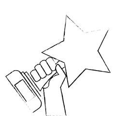 hands with star trophy winner icon vector illustration design