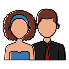 Elegant couple avatar cartoon