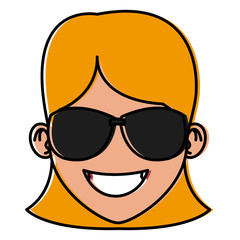 Woman with sunglasses cartoon