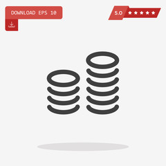 Outline Coins Icon isolated on grey background. Line money symbo