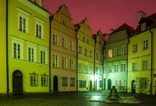 Historic buildings on the Kanonia street in the old town in Warsaw, Poland