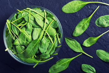 fresh green baby spinach