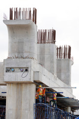 Worker on construction site in the morning
