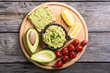 Guacamole with ingredients