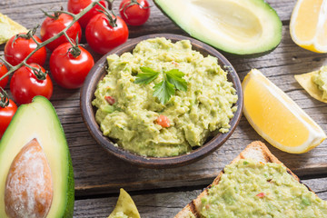 Guacamole with ingredients